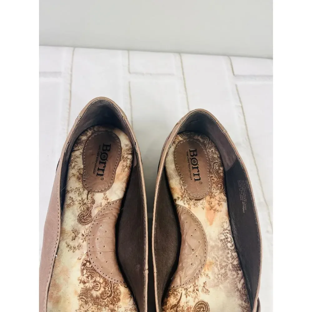 Born leather brown ballet flats size 8.5